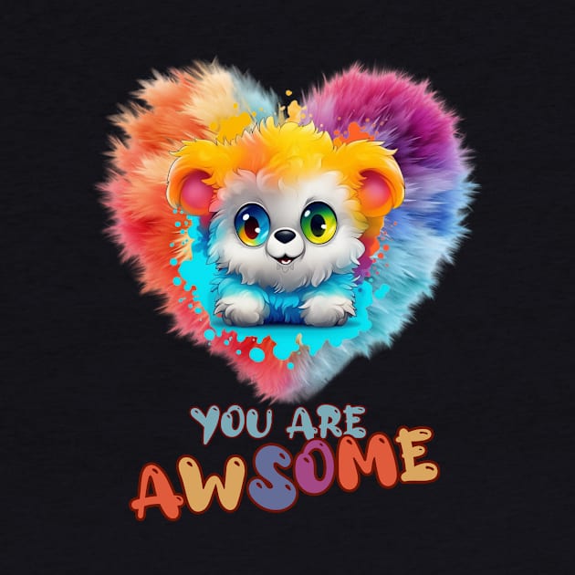 Fluffy: "You are awsome" collorful, cute, furry animals by HSH-Designing